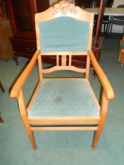 Solid wood chair with no padding and one stain, View more