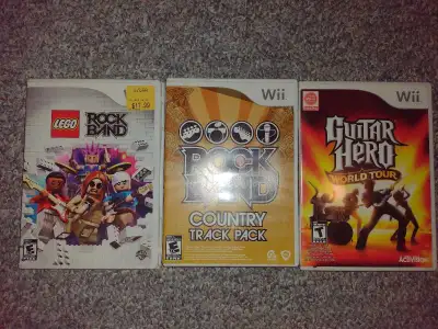 Nintendo Wii Rock Band and Guitar Hero Games, View more
