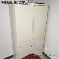 Beige 2 Door, 2 Drawer Storage and File Cabinet, Locking