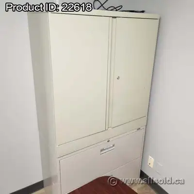Two door, two drawer storage cabinet. Doors and drawers use separate locks, allowing you to maximize...