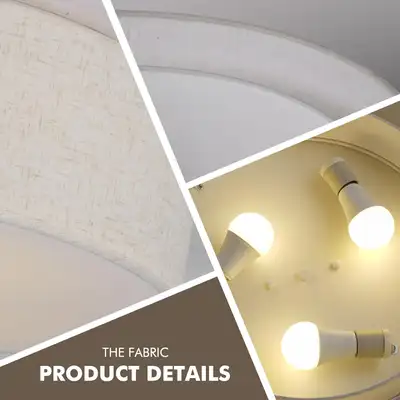 CALOKES 18-Inch Flush Mount Ceiling Light - 3-Light Modern Drum, View more