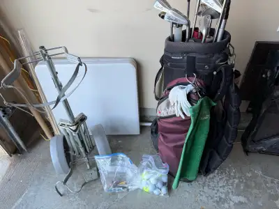 Golf Clubs, pull cart, golf balls, bag etc, View more
