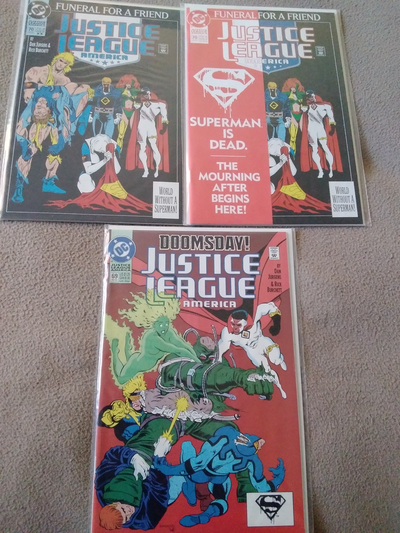 Justice League of America Doomsday #69 - Funeral For a Friend #70 (Two covers) Lot includes: Doomsda...