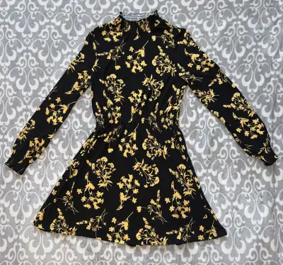Streetwear Society Women’s Black Dress with Yellow Flowers, View more