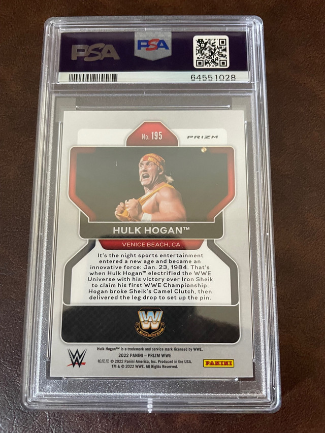 2022 Prizm WWE Hulk Hogan Silver Prizm Wrestling Card PSA 9 in Arts & Collectibles in City of Toronto - Image 2