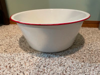 Vintage White Enamel Metal Bowl