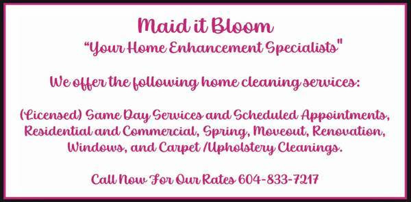 Maid it Bloom Cleaning Services - Nanaimo in Cleaners & Cleaning in Nanaimo