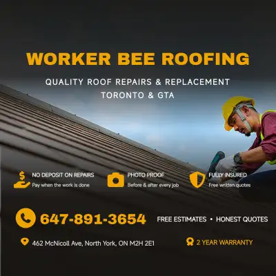 Roof Repairs & Replacement, Free Estimates, Insured, GTA, View more