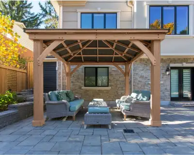 12x12 Wood Gazebo With Aluminum Roof - Brand New Heavy duty permanent gazebo structure that will las...