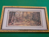 Decorative Forest Painting in Gold Frame