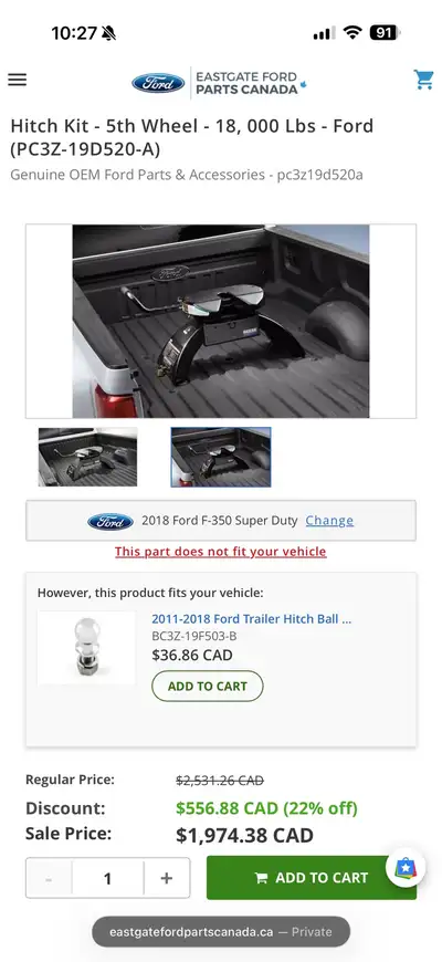 Fifth wheel hitch, compatible with the factory ford prep package. Great hitch, nothing wrong with it...