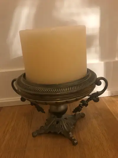 Cast Iron Candle Holder with candle, View more