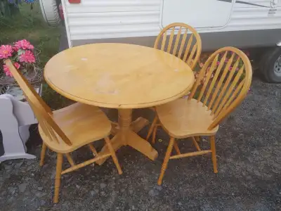 Pedestal Three Chair Table Set , View more