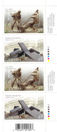 Canada Stamps - Leo Mol Lumberjacks (1990) 48c (4 Side Panel)