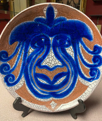 Decorative 10 Inch Blue Glaze Face Plate