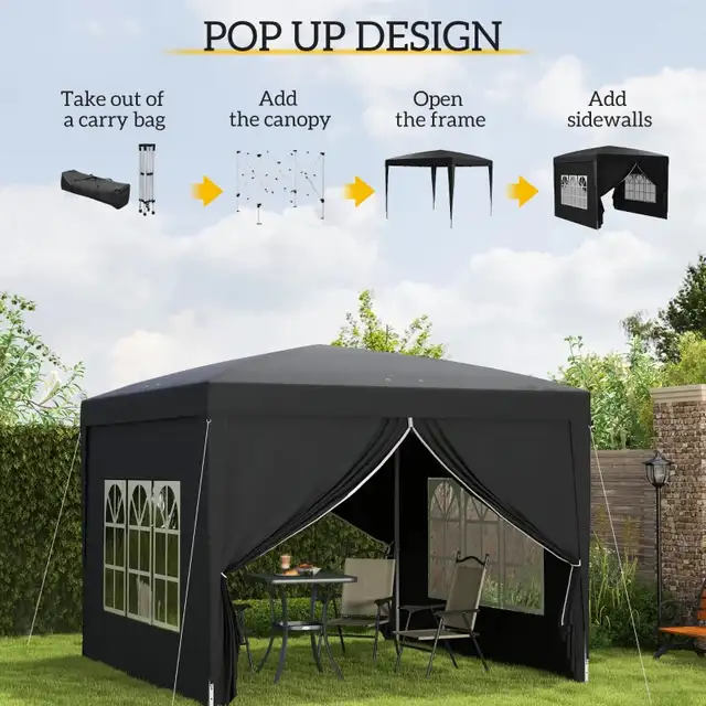 10'x10' Outdoor Pop Up Party Tent Wedding Gazebo Canopy in Patio & Garden Furniture in Markham / York Region - Image 5
