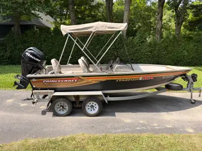Bateau de pêche Princecraft starfish dlx 2008 16 1/2 pieds Moteur Mercury 40 hp 4 temps 2008 Remorqu...