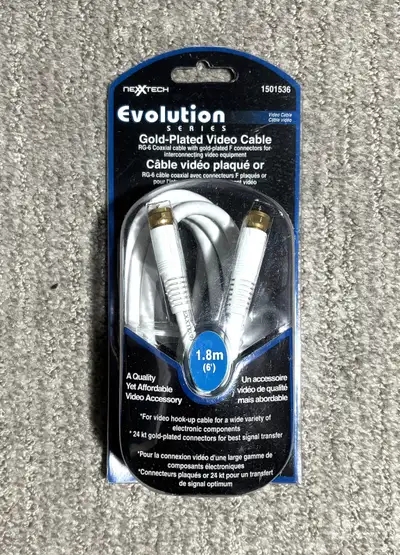 Nexxtech 6ft Coaxial Cable (RG-6) | Gold-Plated Connectors, View more