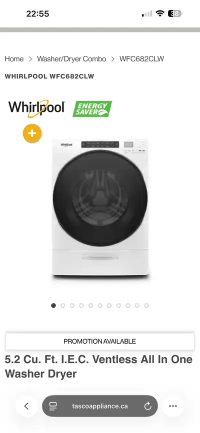 whirlpool 2in1 washer and dryer , View more