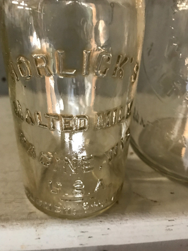 2 VINTAGE HORLICK'S MALTED MILK GLASS BOTTLES JARS in Arts & Collectibles in Mississauga / Peel Region - Image 3