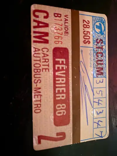 Carte de Bus/Metro Montreal Février 1986, View more