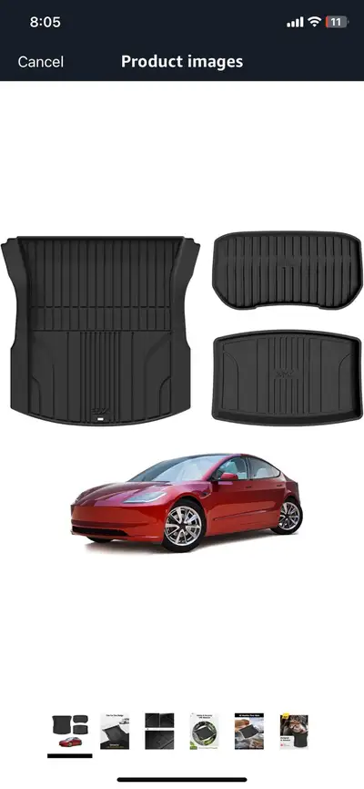 3W Cargo Liners Fit 2024-2025 Tesla Model 3, View more