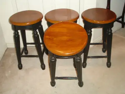 MUST SELL TODAY CHEAP CHEAP CHEAP SET OF 4 SOLID WOOD STOOLS!, View more
