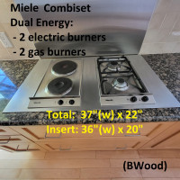 Cooktop - Miele, Combiset, Dual Energy, 2 Elect + 2 Gas Burners