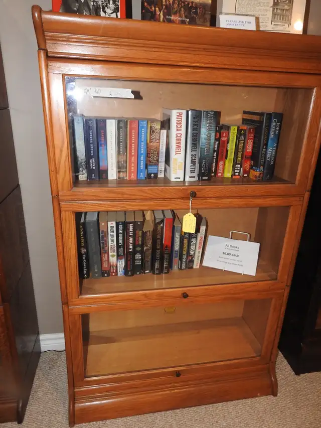 Antique barrister bookcase light oak 3 large sections, restored in Bookcases & Shelving Units in Hamilton - Image 3