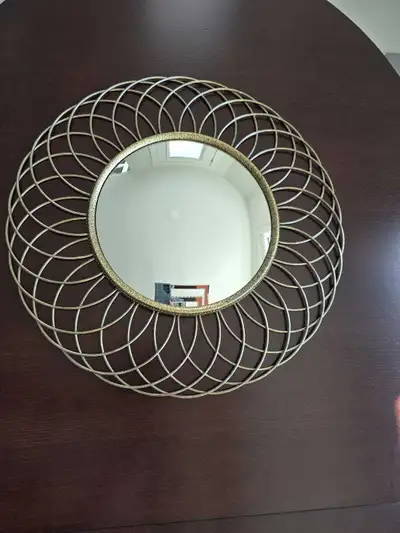 Vintage Gold Metal Round Wall Mirror, View more