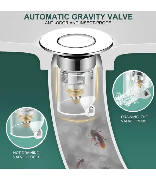Drain Stopper, Pop Up Stopper, Anti-Odor in Bathwares in Markham / York Region - Image 6