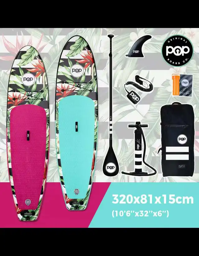 POP 10'6 Royal Hawaiian pink /BlackInflatable Stand Up Paddle Bo