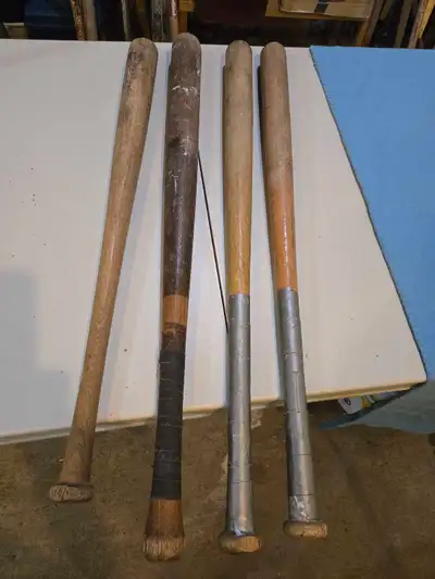 4 vintage wooden Baseball Bats, View more