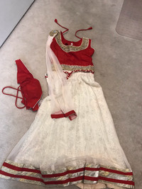 Girls red and white Indian outfit 
