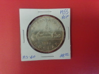 1953 Canada $1 Silver Coin