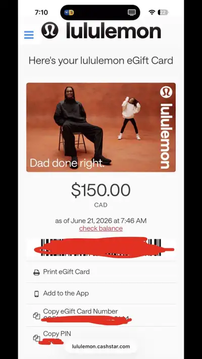$150 Lululemon e-gift card - $125 , View more