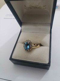 14k swiss blue topaz ring