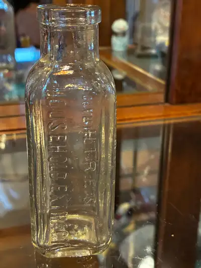Here's a vintage 1930's Hires Root Beer Household Extract bottle, a square clear glass collectable p...