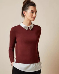 Ted baker LIAYLO SPARKLE COLLAR LAYERED SWEATER