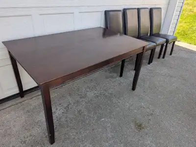 Real wood kitchen table and four chairs, View more
