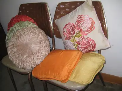 4 square vintage couch pillows, View more