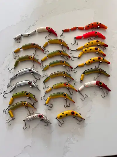 Vintage Beno fishing lure collection, View more