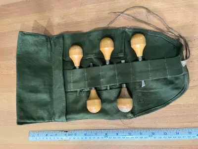 Vintage Millers Falls #107 with canvas tool roll carving chisels, View more