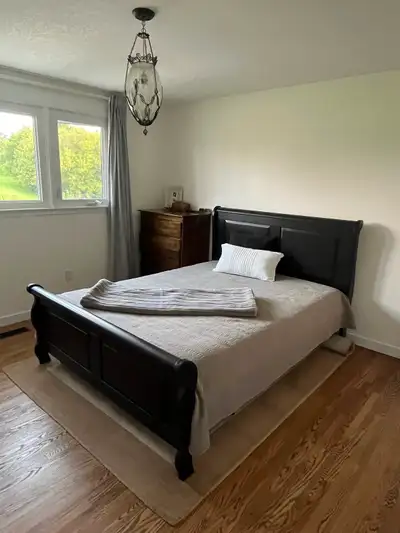 Sleigh bed for sale, queen size,  wood, View more