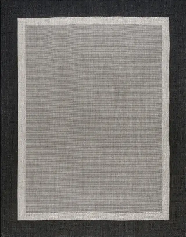 Eco Solid Border Black 9 ft. x 12 ft. Indoor/Outdoor Area Rug in Rugs, Carpets & Runners in City of Toronto - Image 4
