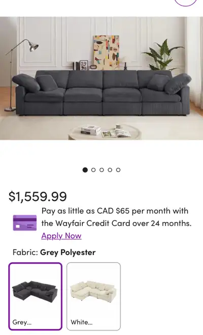 Bought Brand new Paid almost 2000 but need to downsize Great sectional can move it 4 different posit...