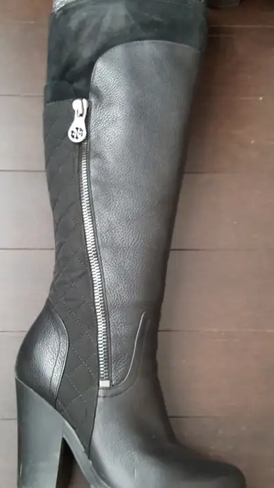 Women's Black Leather Winter Boot with Lug Sole, View more