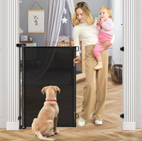 Retractable Baby & Pet Gate: Extra Tall 42” x 55” wide -  color 