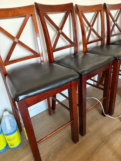 wooden bar chair with leather seats , View more