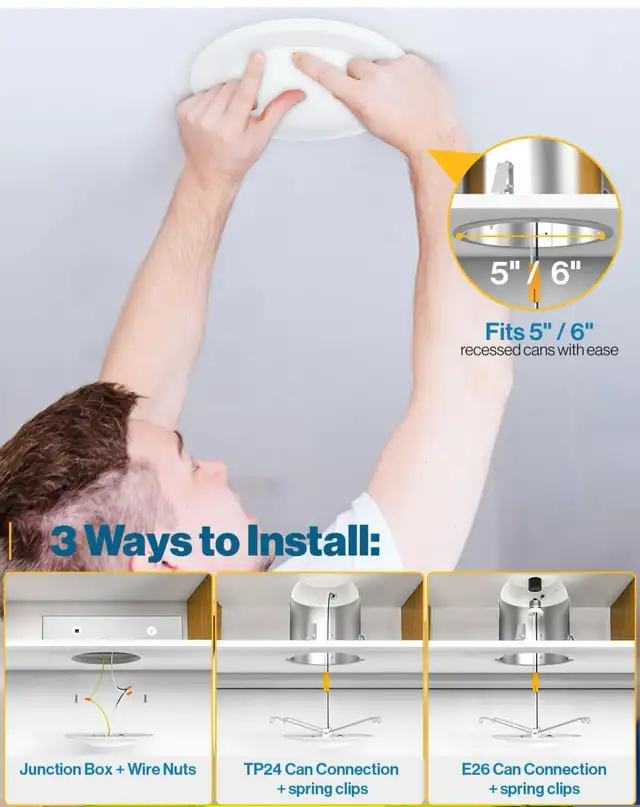 Sunco 24 Pack 5/6” LED Disk Lights Flush Mount Ceiling Light in Indoor Lighting & Fans in Markham / York Region - Image 6